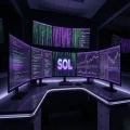 Solana logo: Three-parallelogram design highlights speed and building