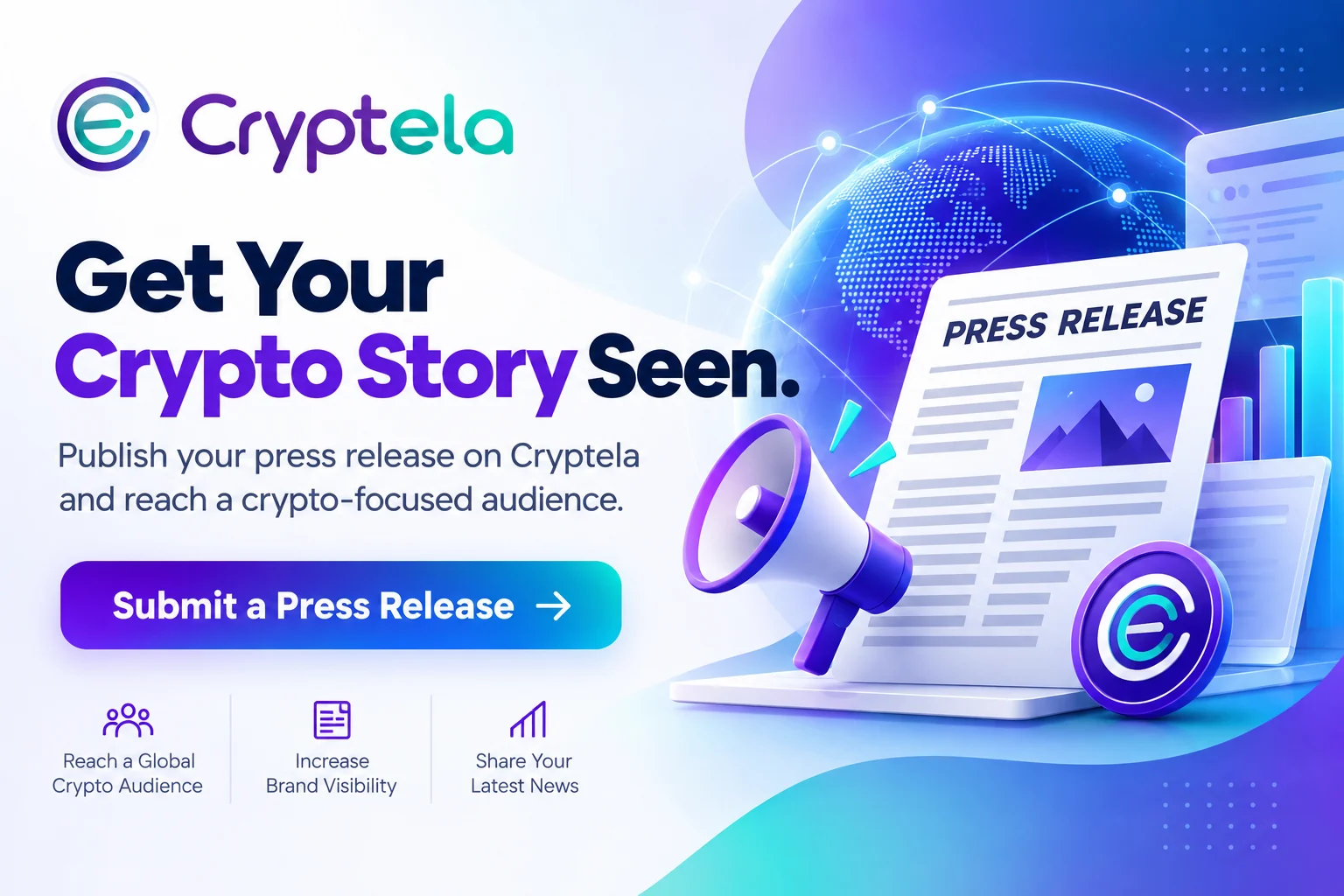 Submit a cryptocurrency press release to Cryptela