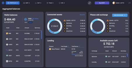 CeDeFiAi enables users to view multiple crypto accounts in one place. Source: CeDeFiAi